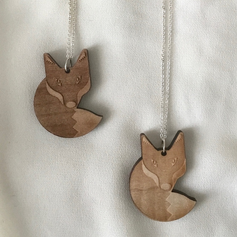 Wood Fox Necklaces